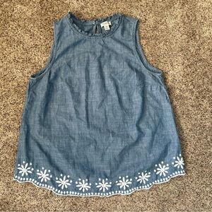 J. Crew Chambray High-Neck Swing Top Sleeveless 100% Cotton Women’s Size XS